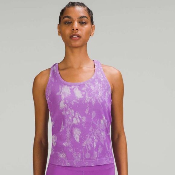 Lululemon‎ Women’s 10 Swiftly Tech Racerback Tank Top Purple Marble Race Length - Picture 1 of 12